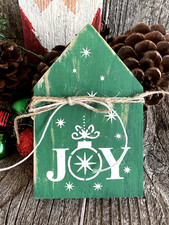 Christmas JOY Mini Sign Tiered Tray Farmhouse Holiday Shelf Decor Rustic Wood HP