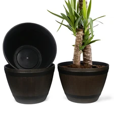 21"D x 15"H Large Whiskey Barrel Planter Flower Pots Garden Wine Barrel Planter 