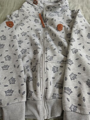 damen sweatjacke Gr. XL, hellgrau mit dunkelgrauen Ornamenten