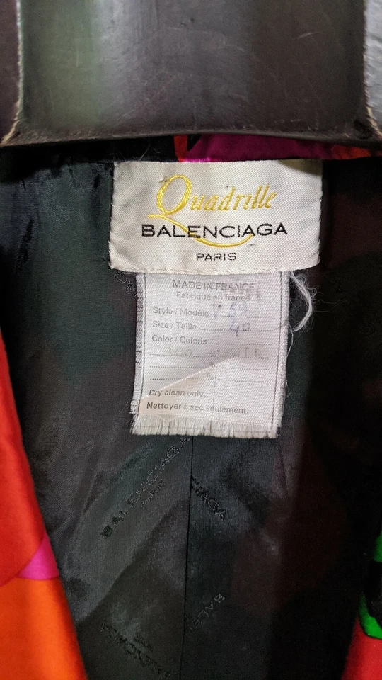 Balenciaga 复古多色花卉丝绸夹克外套 40 法国四边形 — 第 3/4 张图片