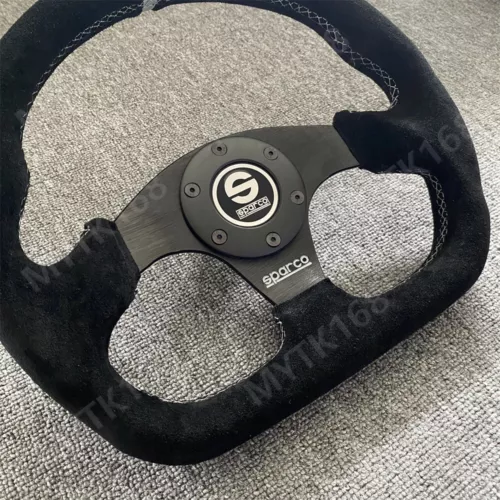 Sparco Suede Leather Racing horn Steering Wheel Black +Silver Style 13in 320MM - Picture 2 of 7