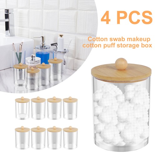 4Pcs Cotton Pads Holder Stackable Cotton Balls Container with Lid 10oz