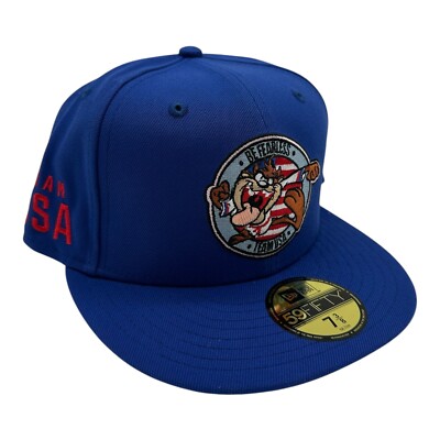 New Era 59Fifty Team USA x Taz Hat Cap 7 3/8 Blue Fitted Looney Tunes Fearless