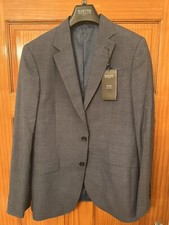 Image of Burton Menswear Suit Jacket Blue Check 38R SLIM FIT Brand New