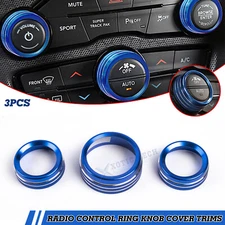 Sporty Blue AC Radio Switch Control Knob Ring Trim For Dodge Charger 2015-up
