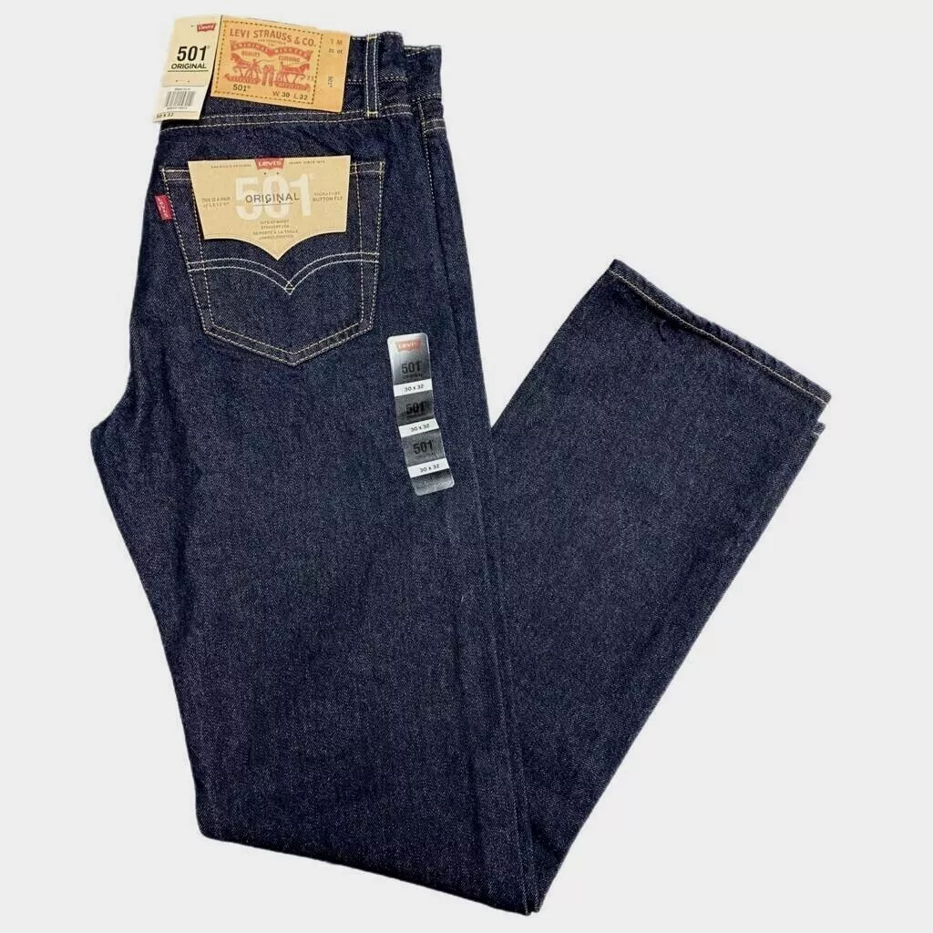 Levis® 501 Jeans Mens Straight Leg Original Fit Pants Dark Wash Blue Denim