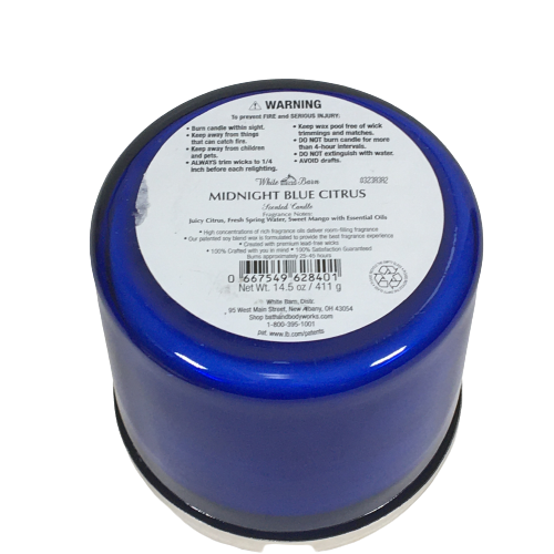 Bath & Body Works White Barn MIDNIGHT BLUE CITRUS 3Wick Scented Candle