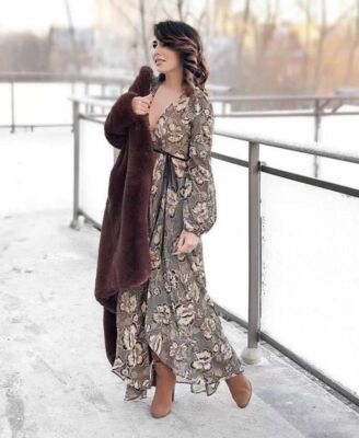 ZARA New Floral Printed Crossover Maxi Long Dress With