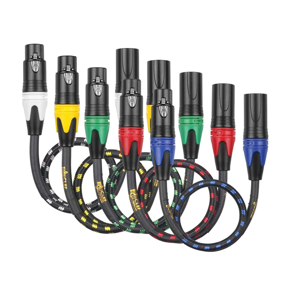 Clef Audio Labs XLR Male to XLR Female,Shell/5 Color Braided -1FT- 5PK - Image 2 of 4