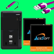 2 x 2550mAh Universal Battery Charger USB Cable stylus for Coolpad Defiant 3632A