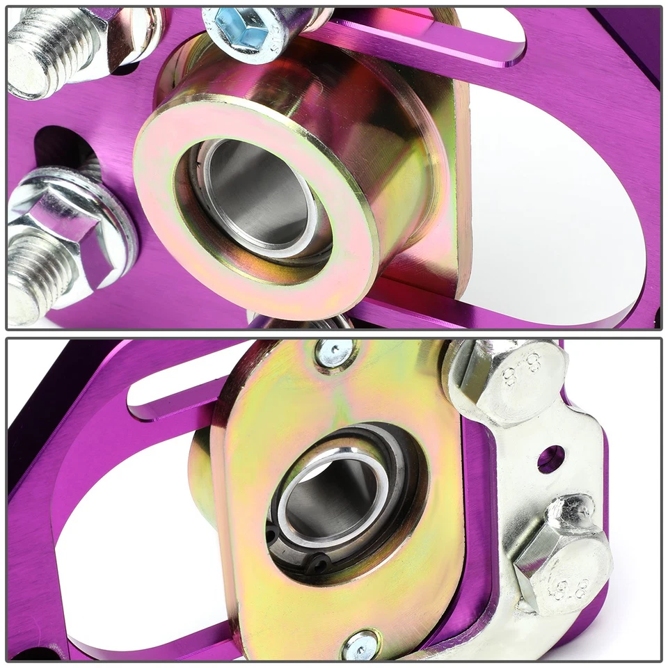 FOR 90-93 FORD MUSTANG FRONT 2PCS ALUMINUM ADJUSTABLE CAMBER/CASTER PLATE PURPLE - Image 3 of 4