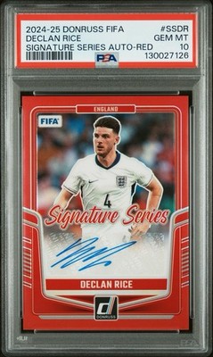 Declan Rice 2024 Donruss FIFA Signature Series Red Auto /49 PSA 10 POP 1 England