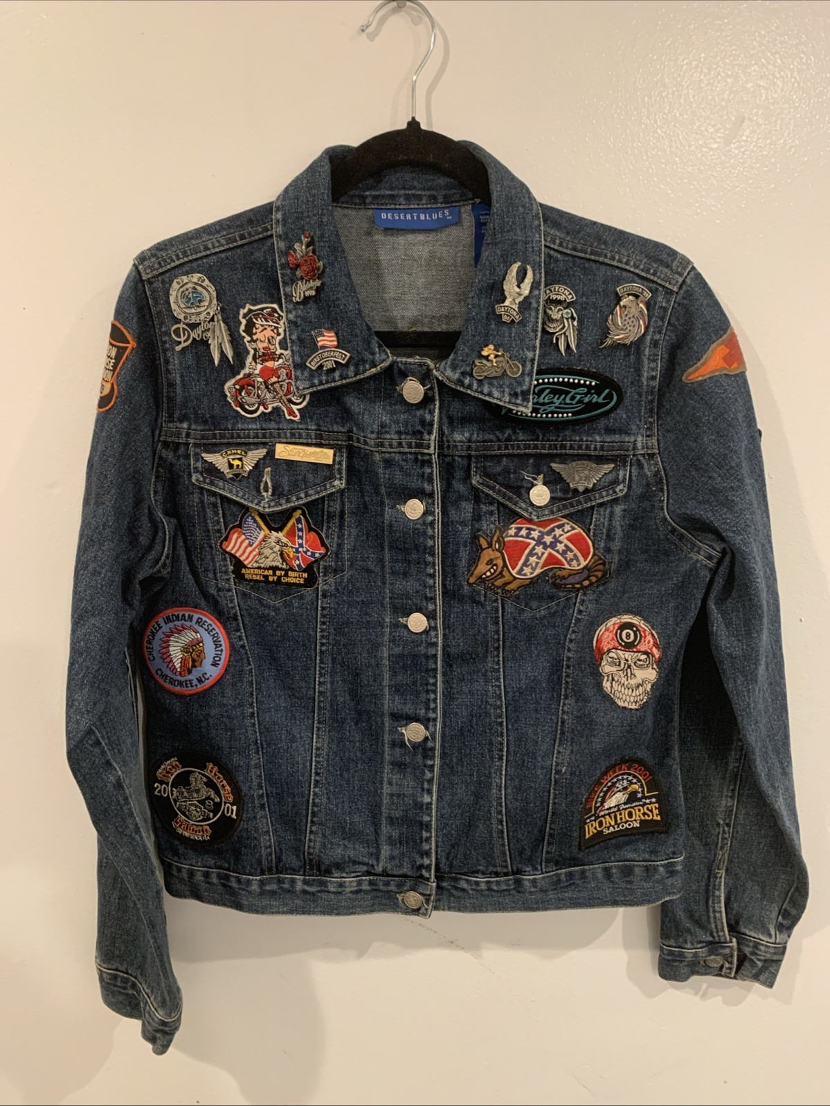 Customized Denim Jacket Biker Patch Pins Harley D… - image 1