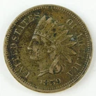 1859 1c Indian Head Small Cent Penny XF EF Details Pitting on Obverse C1405