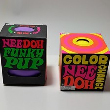 NeeDoh-Lot Of 2 Funky Pup Purple Squeeze Toy/ Needoh Color Change,Yellow