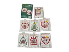 Bucilla Gallery Of Stitches Christmas Counted Cross Stitch Ornaments Lot of 8