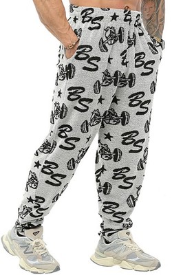 BGSM Men Track Pants Sweatpants Trackpants Gym Bodybuild 1376-PNT-OFFWHITE LIGHT