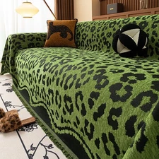 Chenille Sofa Cover Reversible Decorative Tassel Couch Throw Blanket 1-4 Seater