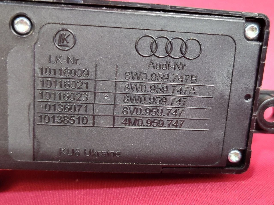 Interruptor de ajuste del asiento del conductor delantero izquierdo negro VW Volkswagen y Audi 2015-2024 Foto 3 de 4