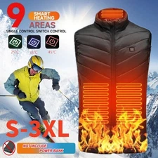 Electric Heating Vest 9 Heated Areas Men USB Heated Body Warmer Clothing S-3XL