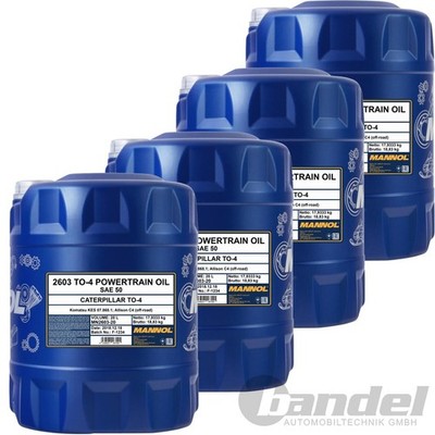 4x 20L MANNOL POWERTRAIN TO-4 SAE 50 GETRIEBEHYDRAULIK MINERALÖL