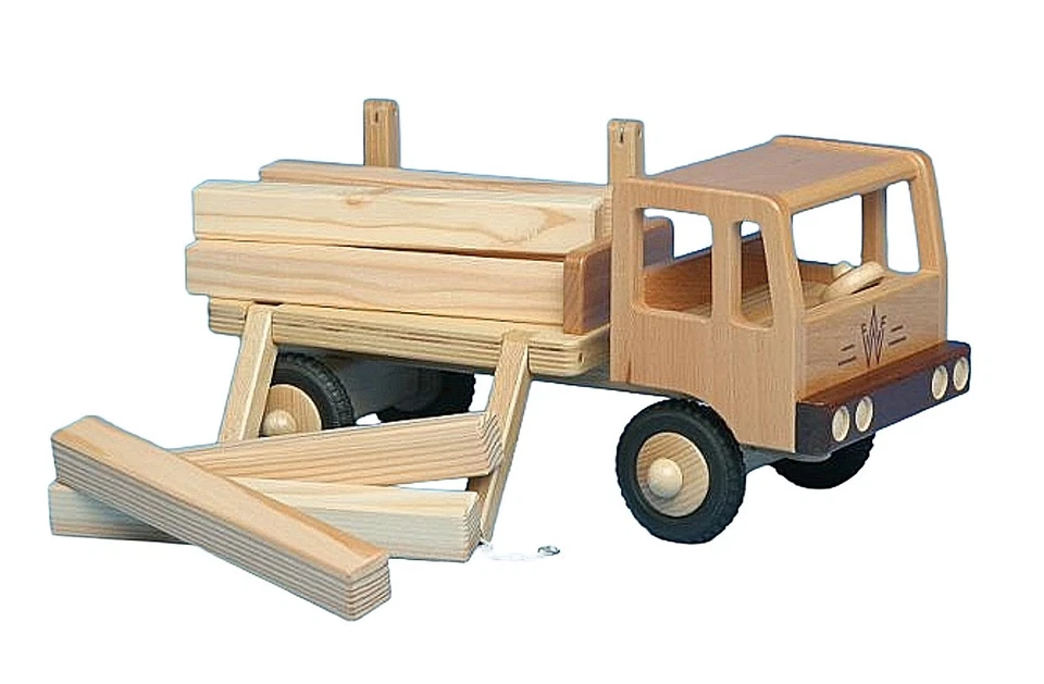 LKW Langholz - Werdauer Holzspielzeug zweiachsig Holz Bau Wagen Fahrzeug Kinder - Bild 1 von 1