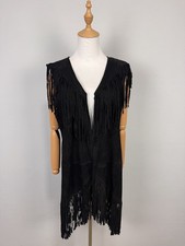 Denim Supply Ralph Lauren 100% Goat Suede Black Open Front Vintage Dress Sz L