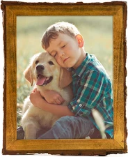 8X10 Picture Frame Rustic Brown, Solid Wood Picture Frame with Bark Edges & Real