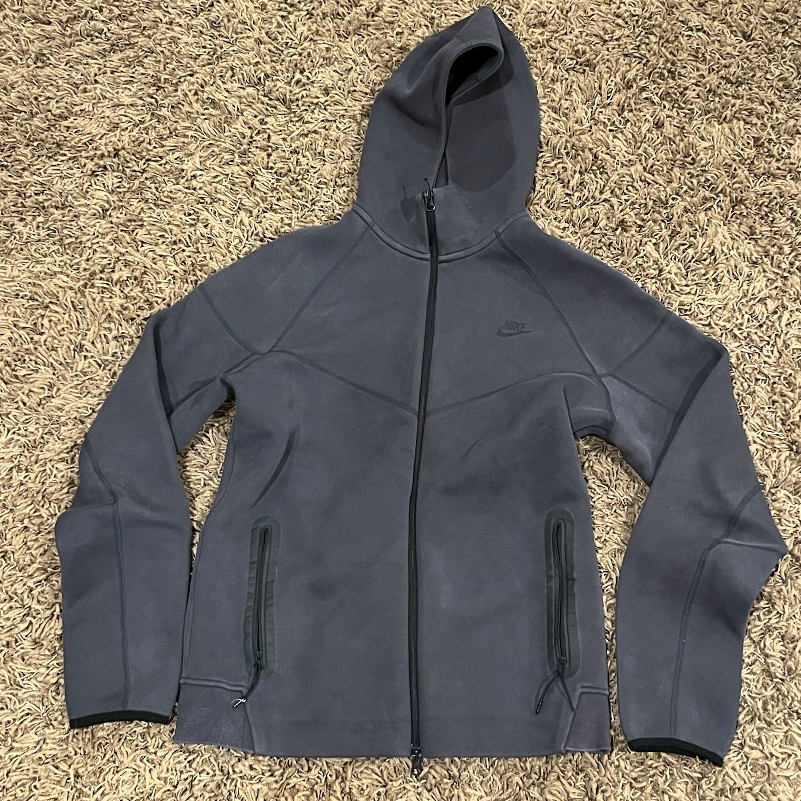Nike Tech Fleece Full Zip Hoodie Jacket Men’s Size L Gray Black Zip