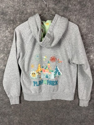 Disneyland Jacket Unisex M Gray Play In The Park Disney Hooded Full Zip Mickey