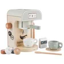 Wooden Toy Coffee Maker for Kids 11PC Kitchen Playset with Coffee Machine Toy