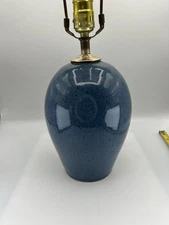 Jugtown Ware Pottery Lamp Blue Glaze Tested 12” With Socket No Shade Vintage