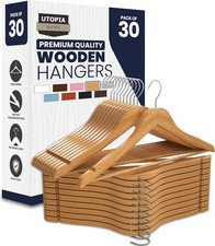Premium Wooden Hangers 30 Pack Heavy Duty Durable Coat Hanger Wood Hanger W/