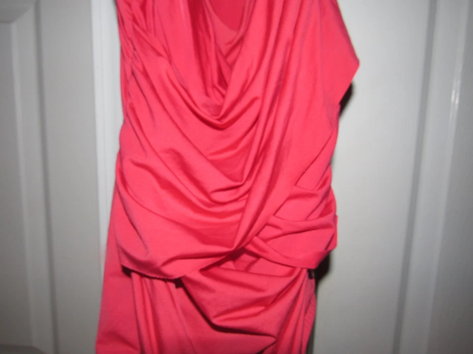 Traje de baño de una pieza BADGLEY MISCHKA rosa coral drapeado talla 10 Foto 3 de 4