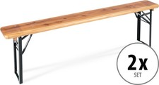 2x Set Bierbank Klappbar Campingbank Holz Natur Bierzeltbank Klappbank Lang Bank