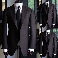 Men's Suits Peak Lapel Formal Business Wedding Groom Tuxedo Slim Fit 2 Pieces