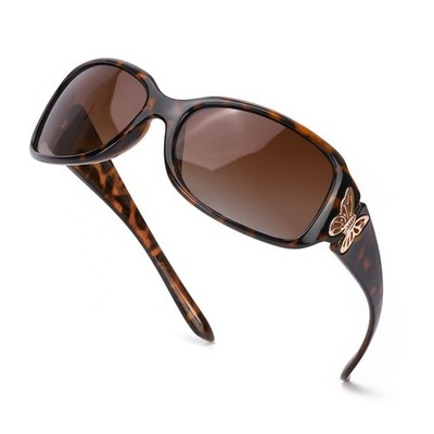 Polarized Sunglasses for Women, Trendy Wrap Around Jackie-O Style with Butterfly