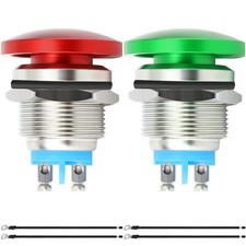 2Pcs 22mm Mushroom Head Push Button Switch Momentary Push Button IP65 Waterpr...