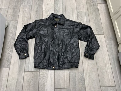 Roberto Amee Black Leather Jacket Size M Men's Full Zip Genuine Leather CUSTOM