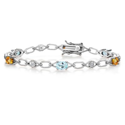 3.38 Ct  Sky Blue Topaz Yellow Sapphire 925 Sterling Silver Lab Grown Diamond
