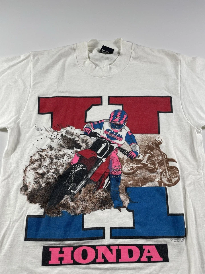 Vtg 80s Honda Motocross Dirt Bike Racing T Shirt M USA Screen Stars Best - Image 3 of 4