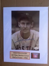 Signed Ted Williams 5x7 mounted to 8x10 b&w photo w/coa