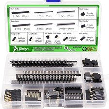 78 PCS 2.54mm Male and 78pcs-Male Female Pin Header Connector, Black