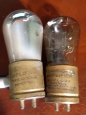 2 Brass Base Tipped C-301-A Radiotron RCA Radio Tube TEST as Weak/ Good SEE PICS