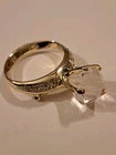 Vintage CAJC 2.5" Diamond Ring Gold Tone Pin Brooch Costume Jewelry Signed