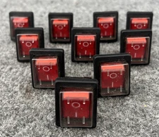 Lot Of 10 - Bulgin C1353ALGNB Rocker switch Illuminated DPST On-Off Panel Mount