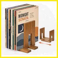 Solid Acacia Wood Vinyl Record Storage Rack, Adjustable Record Holder