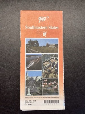 AAA Fold Out Travel Paper Map -- USA Southeastern States 1998 Edition