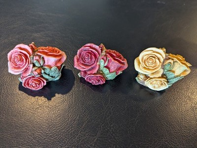Harmony Kingdom Double Rose set (Pink, Red, Yellow - Lot of 3) Lord Byron's HG