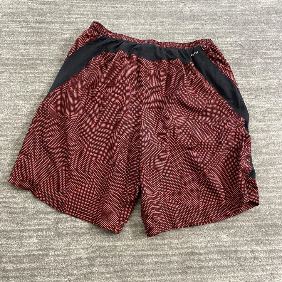 Pantalones Cortos para Correr Nike Dri-FIT Grandes Rojos Negros Patrón Geométrico Atléticos Para Hombres Foto 2 de 4